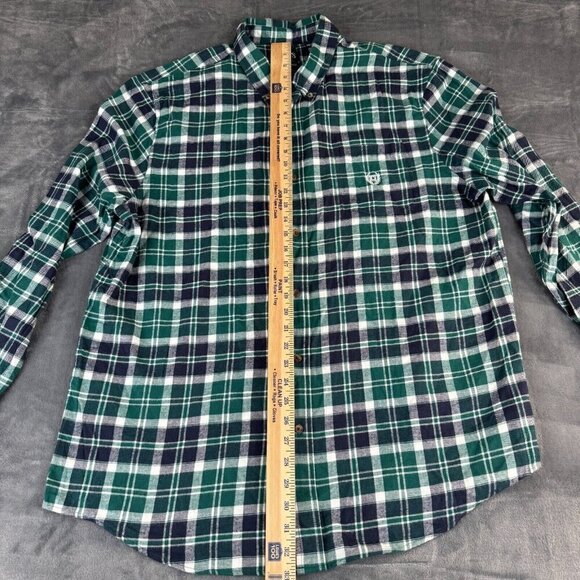 Chaps Cotton Flannel Button Up Shirt Mens 2XL Rustic Green Plaid Long Sleeve - Picture 5 of 9